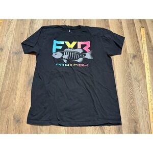 Pro Fisher Shirt, Men's Size Large, Black, FXR, Graphic Print, Crewneck